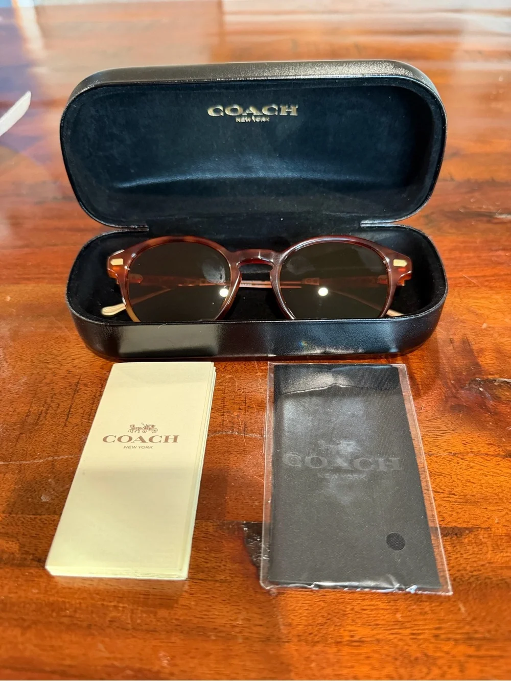 Coach Caramel Tortoise Round Sunglasses with Brown Lenses - Picture 10 of 10